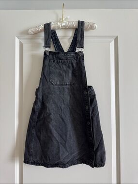 Free People Black Denim Pinafore / Overall Dress